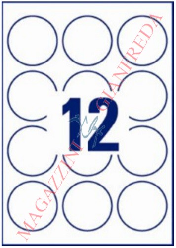 ETICHETTE PER PRODOTTI ROTONDE Ø MM 60 BIANCHE GLOSSY , PER INKJET